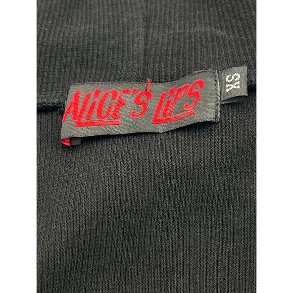 ALICE's LIPS Black Crop Ribbed Top w/Neon Green Laced Cording (Womens:  XS) - Picture 6 of 8